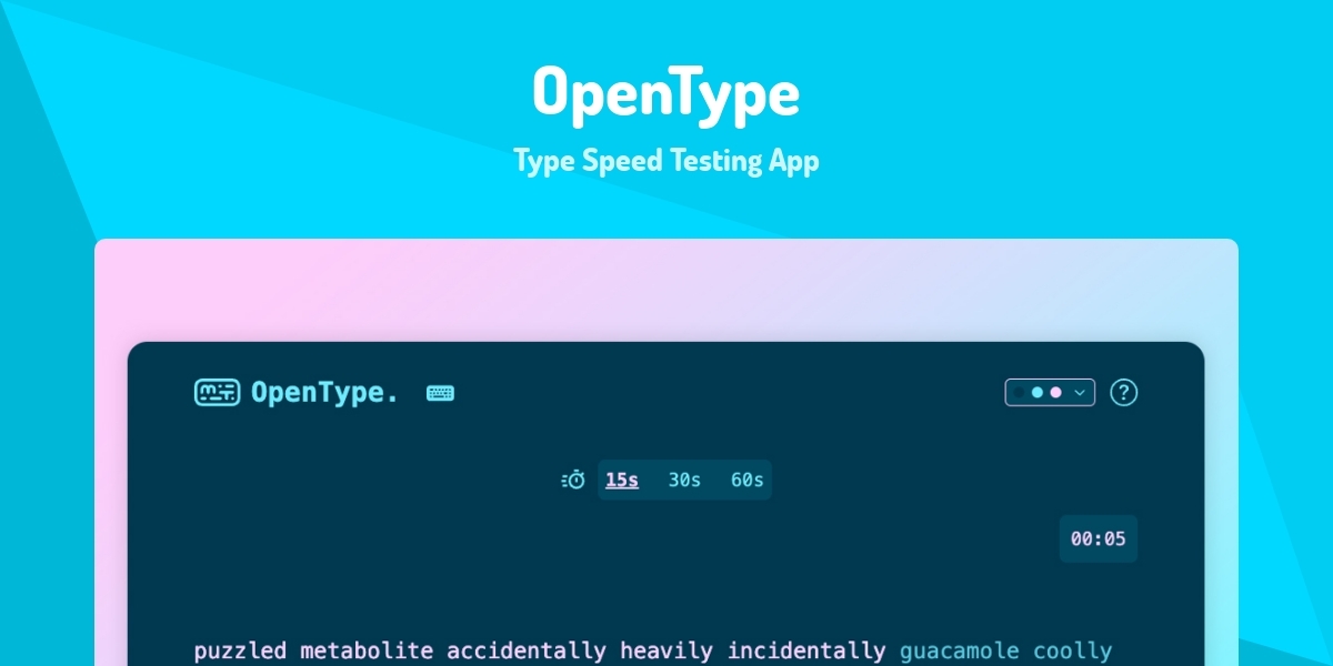OpenType Type Speed Testing App Made With React js Opentype type speed testing app made with react js